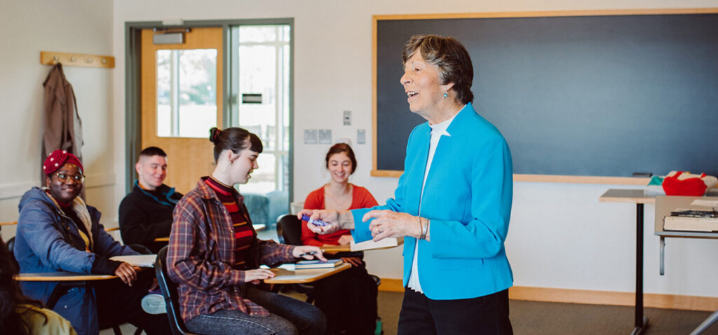 Dr. Sybil Coleman (psychology), teaching a class of social welfare majors.